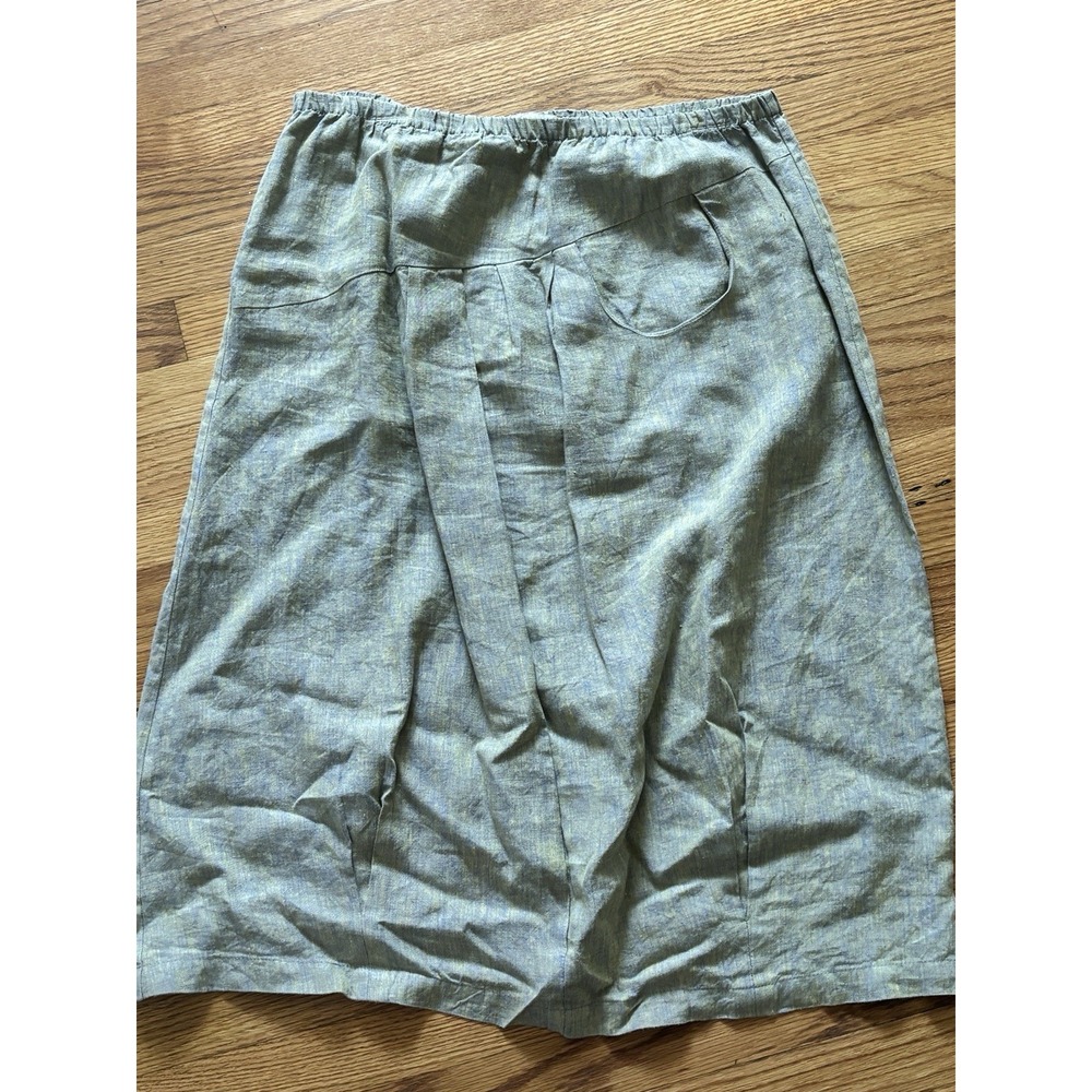 CHALET Khaki linen skirt with pin-tuck details  Lagendlook Art to‎ Wear size XL